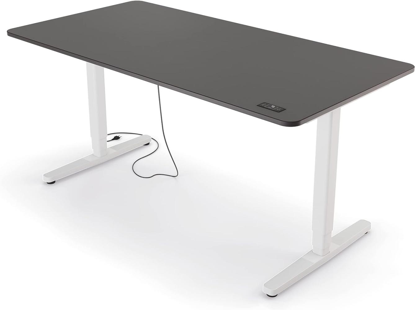 Yaasa Desk Pro II Elektrisch Höhenverstellbarer Schreibtisch, 160x80 cm, Dunkelgrau/Schwarz-Weiß, mit Speicherfunktion und Kollisionssensor Bild 1