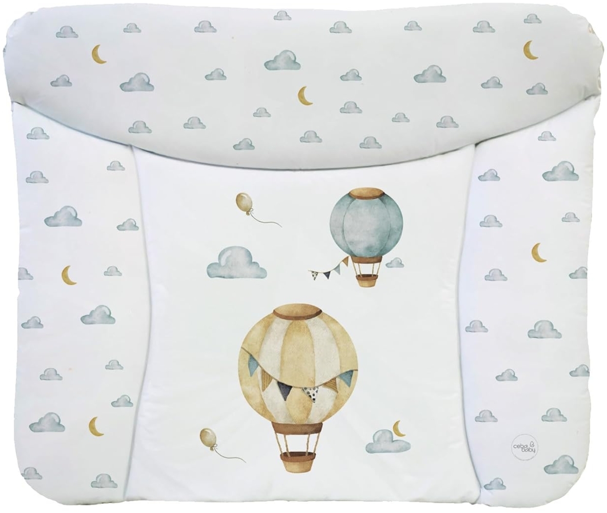 Ceba Baby® Wickelauflage 75x72 cm – Weiche Wickeltischauflage für Jungen & Mädchen – Wasserdicht & Abwaschbar – OEKO-TEX® 100 – Made in EU - Luftballons Bild 1
