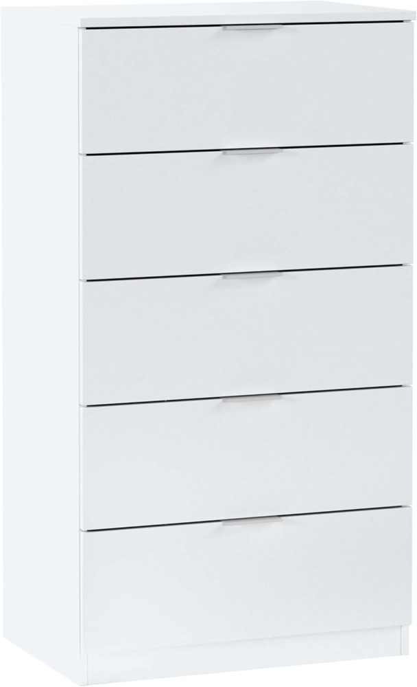 Kommode mit fünf Schubladen, weiße Farbe, 60 x 110 x 40 cm. Bild 1