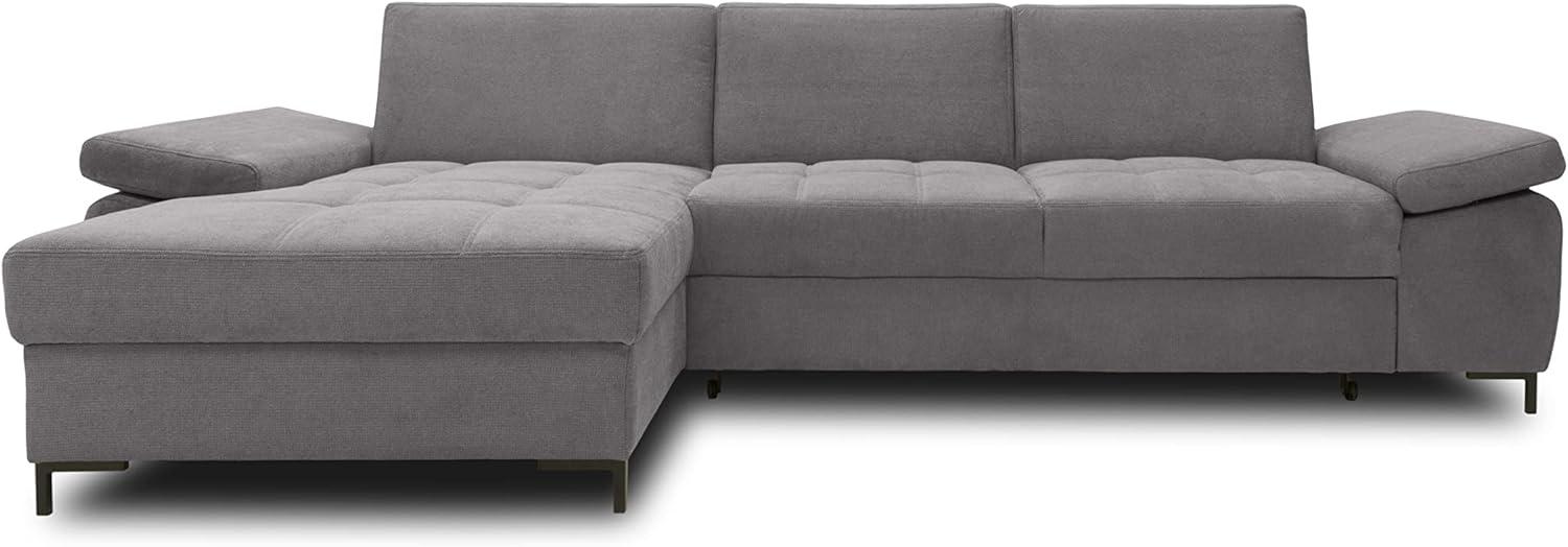 DOMO Collection Curacao Ecksofa, Eckcouch mit Federkern, Sofa mit Armlehnfunktion in L-Form, dunkelgrau, 160 x 297 cm Bild 1