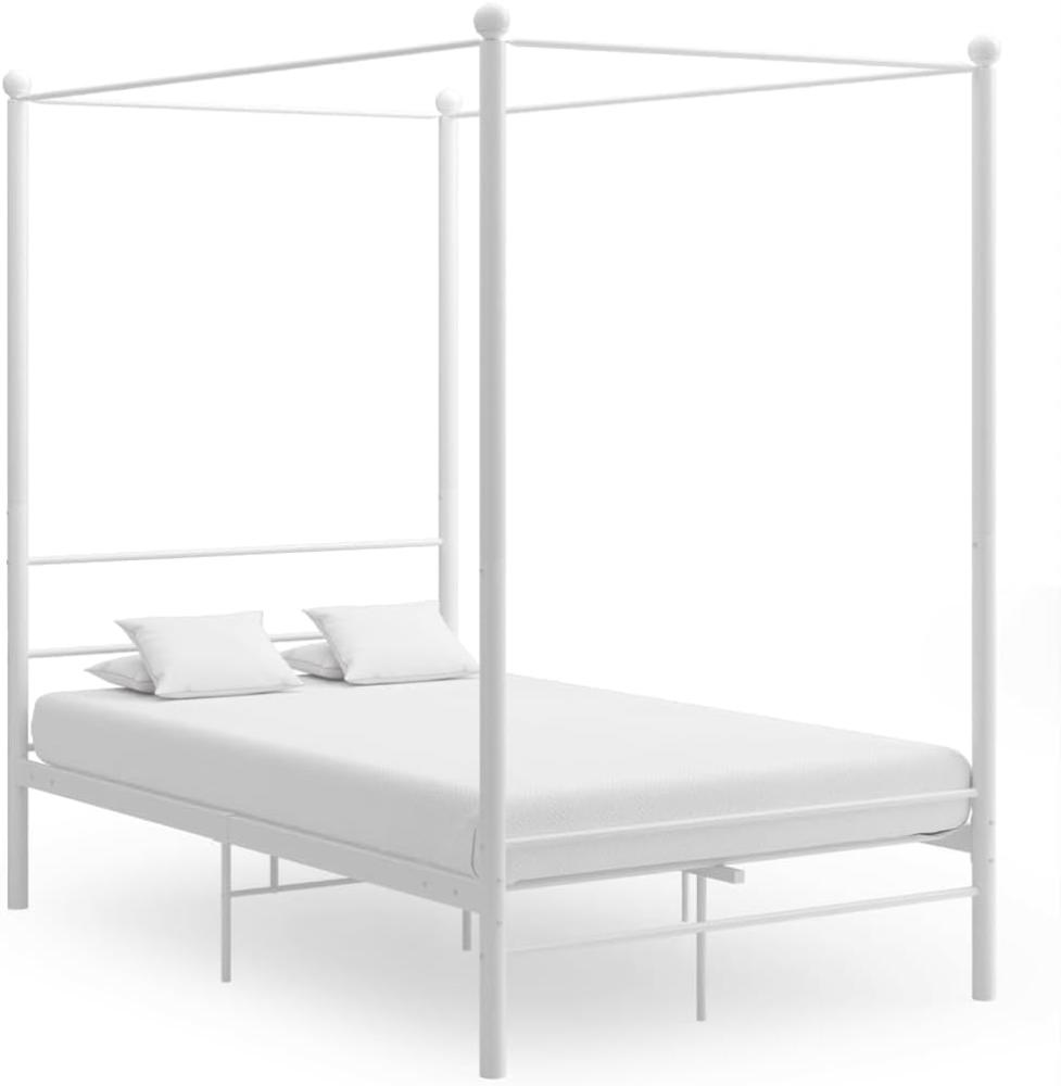 vidaXL Himmelbett Weiß Metall 140x200 cm 325061 Bild 1