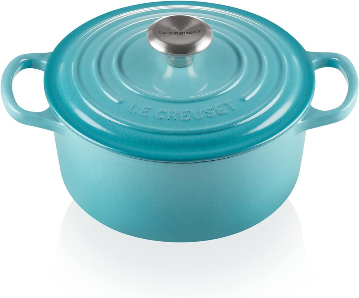 Le Creuset Signature Gusseisen-Bräter mit Deckel, Für alle Herdarten und Induktion geeignet, Rund, Karibik, 22,0 cm, 3.3 Bild 1