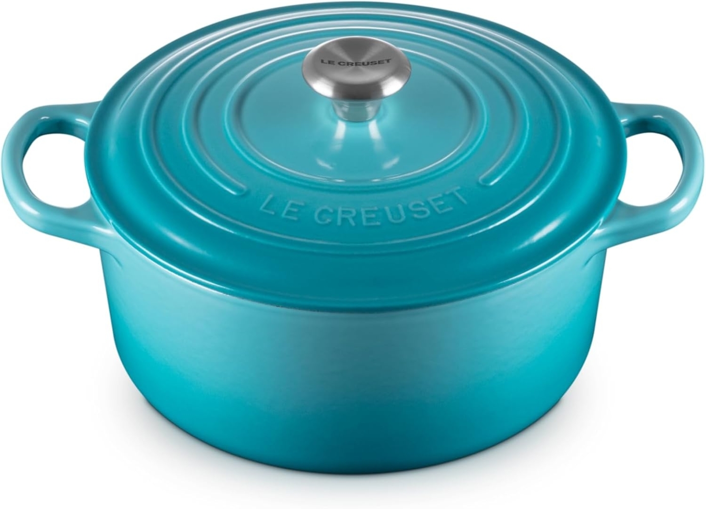 Le Creuset Signature Gusseisen-Bräter mit Deckel, Für alle Herdarten und Induktion geeignet, Rund, Karibik, 22,0 cm, 3.3 Bild 1