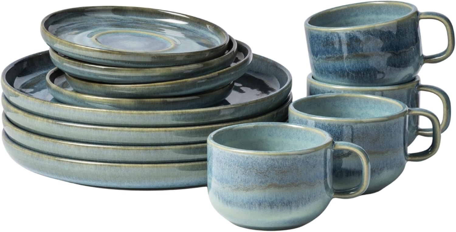 Gipfelstück Kaffeeservice Tiefer See (12-tlg), 4 Personen, Steinzeug, Scandi-Style, jedes Stück ein Unikat, 12 Teile, für 4 Personen Bild 1