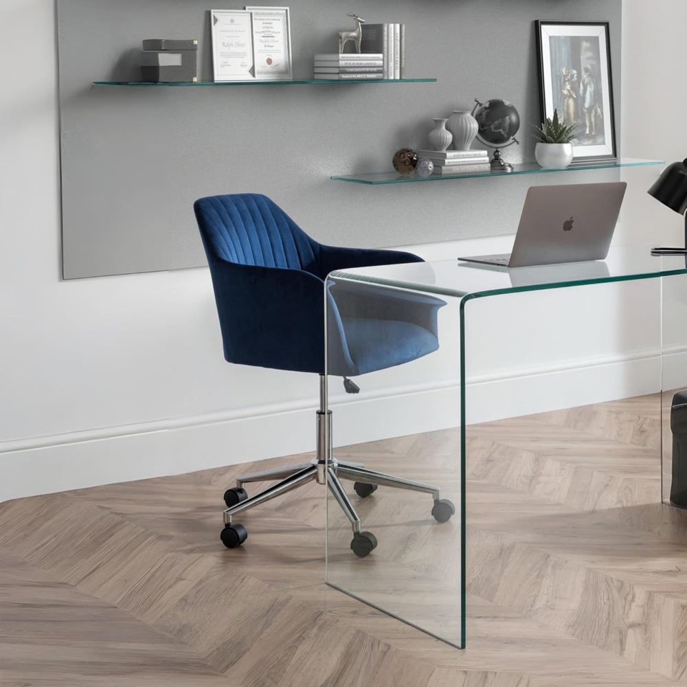 Julian Bowen Kahlo Bürodrehstuhl, Samt, Blau/Chrom Bild 1