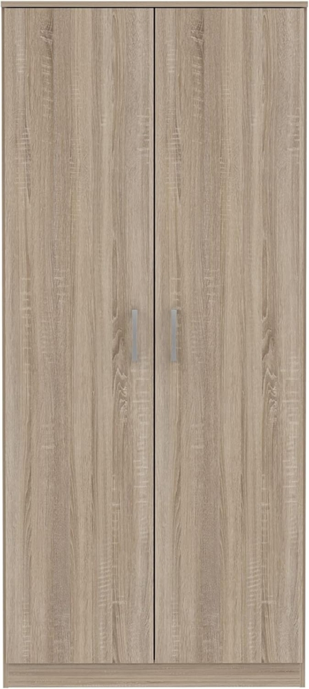FORTE NIKO Schrank 80 85, Kleiderschrank klein, Flurschrank Schlafzimmerschrank Jugendzimmerschrank Kinderzimmerschrank Drehtürenschrank 2-türig, Sonoma Eiche, 82 cm breit x 185 cm hoch x 53 cm tief Bild 1
