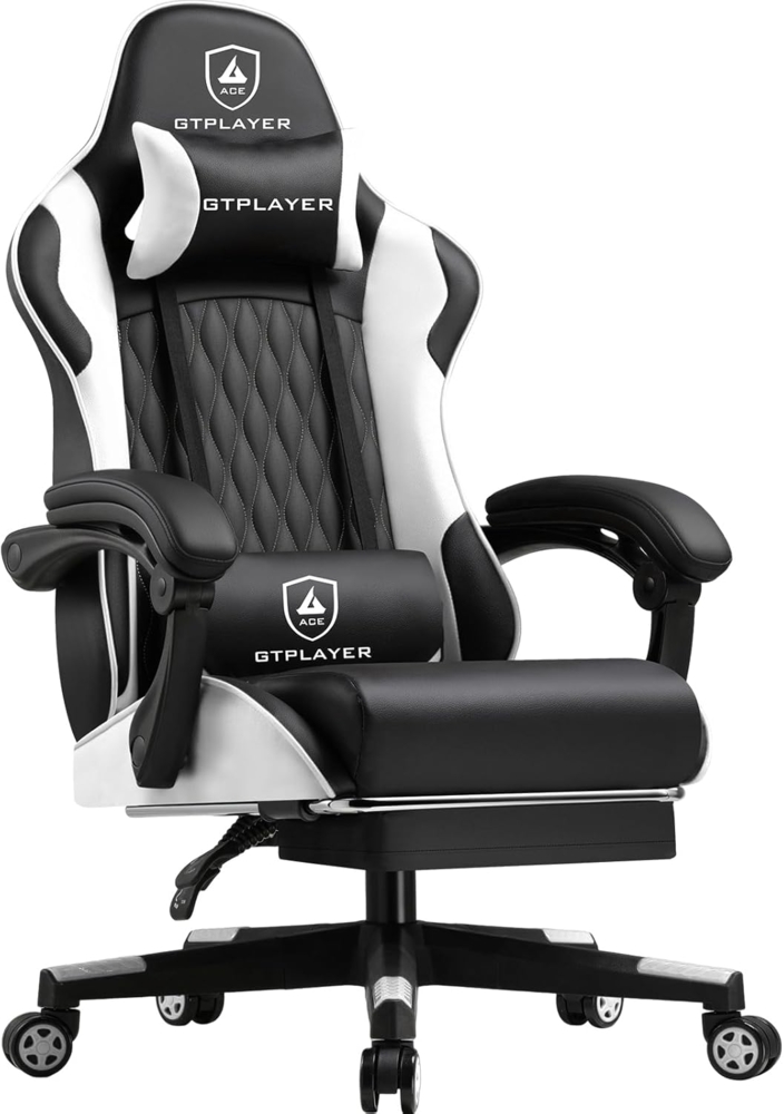 GTPLAYER Gaming-Stuhl Bürostuhl mit Doppelrückenlehne, Zweckmäßig für Winter und Sommer, mit Fußstütze abnehmbarem Bezug und Lendenwirbelstütze Bild 1