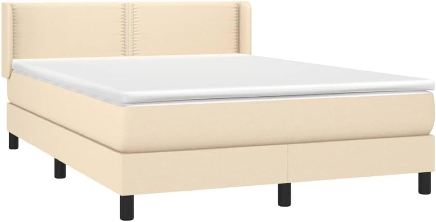 vidaXL Boxspringbett mit Matratze Creme 140x190 cm Stoff, Härtegrad: H2 [3129630] Bild 1