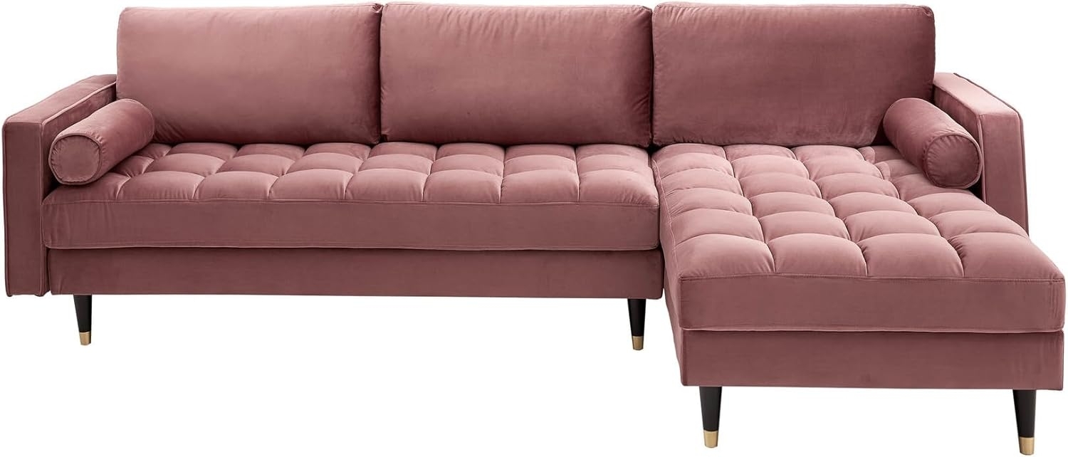 riess-ambiente Ecksofa COZY VELVET 260cm altrosa / schwarz gold, Einzelartikel 1 Teile, Wohnzimmer · Samt · L-Form · Federkern · Couch inkl. Kissen · Barock Bild 1