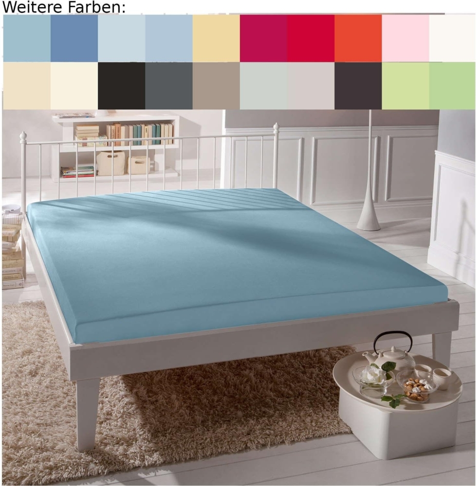 elegante Jersey Spannbettlaken|90x200 - 100x220 cm| bleu Bild 1