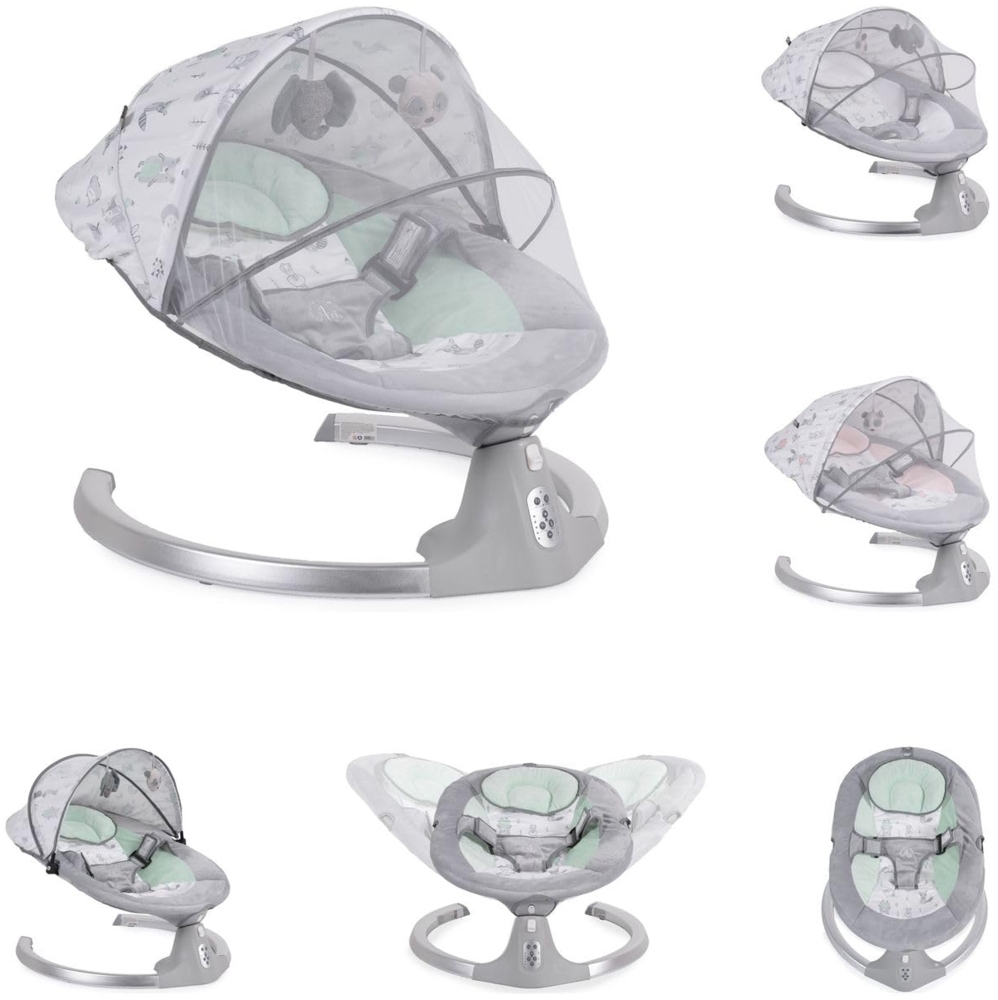 Cangaroo Babywippe Ari Musikfunktion Timer Fernbedienung Moskitonetz Bluetooth grün Bild 1