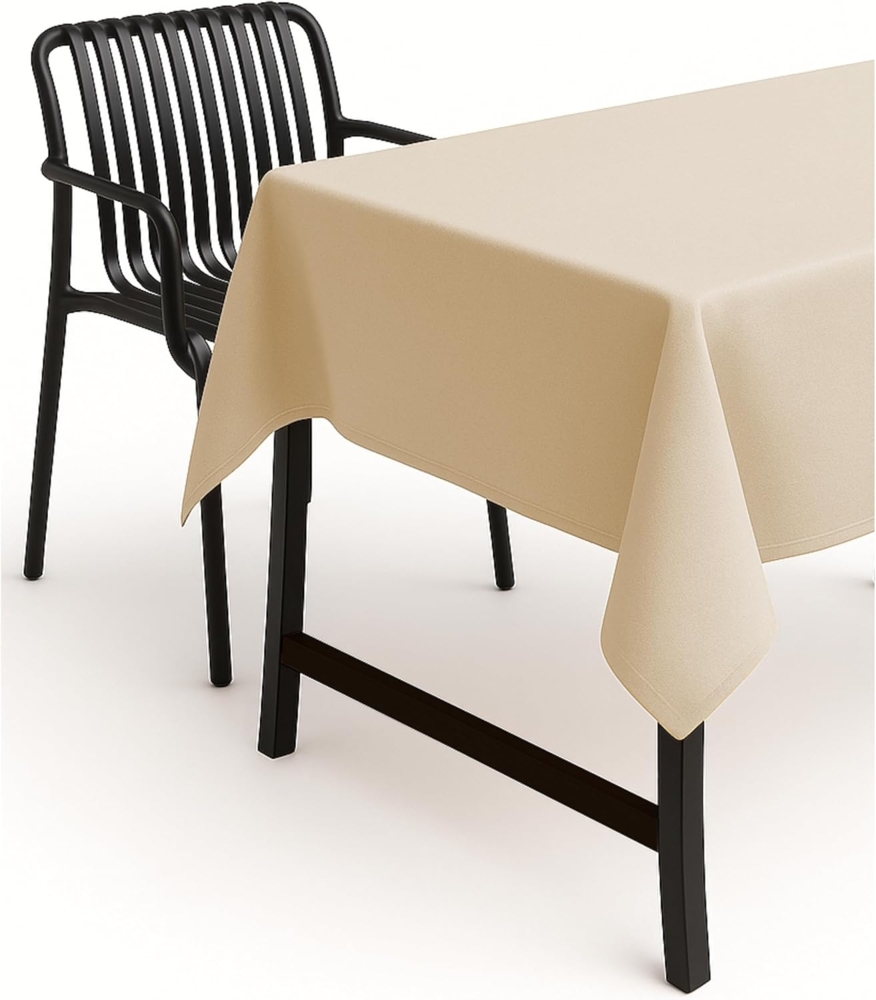 texpot Tischdecke 160x220 cm oval Champagner Leinenoptik Lotuseffekt Fleckschutz Bügelfrei Tischtuch Bild 1