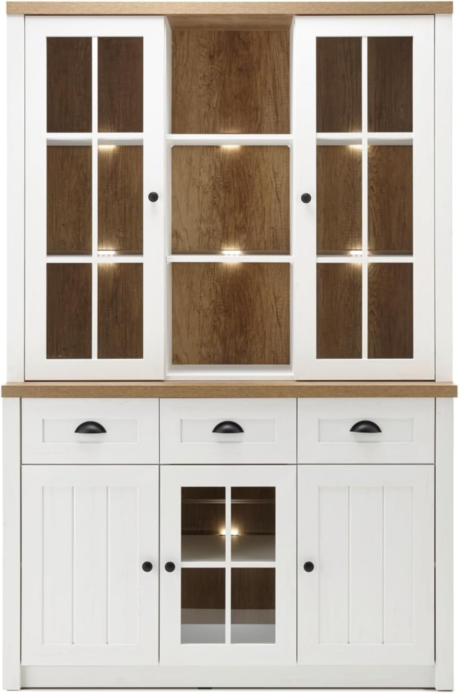 Buffetschrank Seyne in weiß Pinie und Eiche Landhaus 130 cm Bild 1