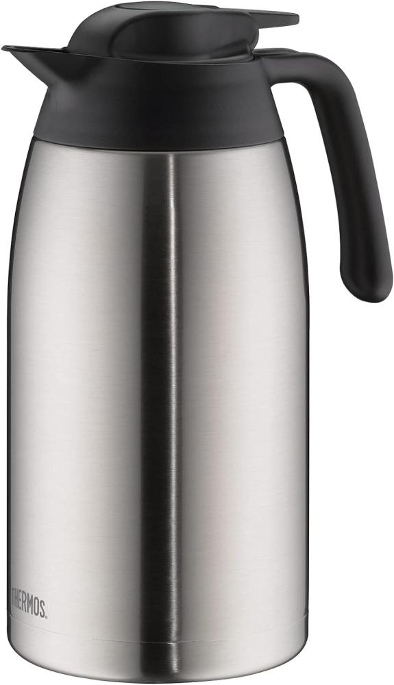 THERMOS Kaffeekanne THV, Thermoskanne Edelstahl 2L, Edelstahleinsatz, große Öffnung, spülmaschinenfest, 4026. 205. 200, Isolierkanne 12 Stunden heiß, ideal für Kaffee oder Teekanne, Kanne für 16 Tassen Bild 1