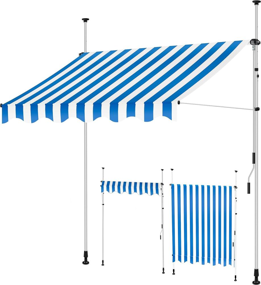 KESSER® Klemmmarkise mit Handkurbel Balkon, Balkonmarkise ohne Bohren, UV-beständig höhenverstellbar wasserabweisend, Sonnenschutz, Terrassenüberdachung, einfache Montage 250cm Bild 1