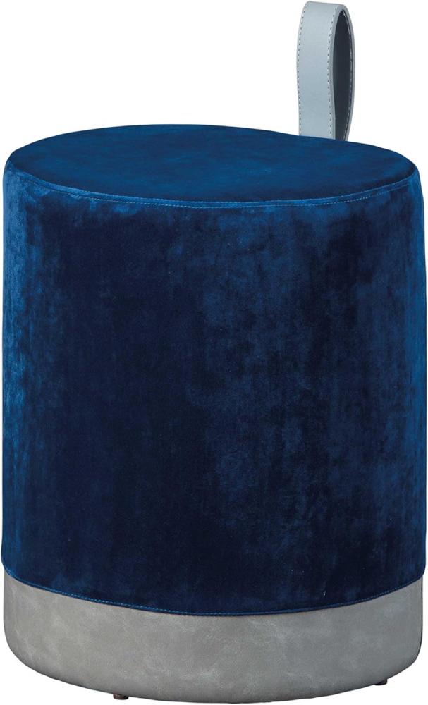 Hocker >Osane< Samt blau mit Griff PU Bild 1