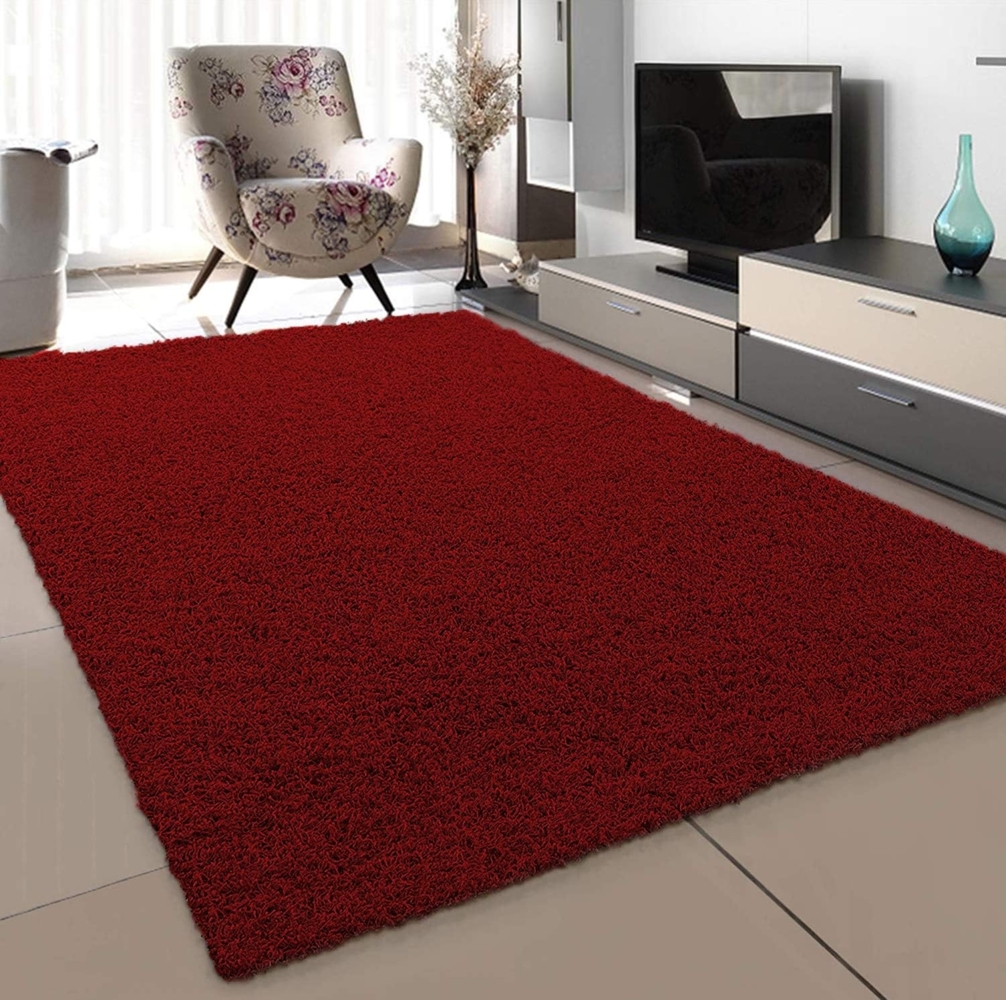 SANAT Teppich Wohnzimmer - Rot Hochflor Langflor Teppiche Modern, Größe: 200x290 cm Bild 1