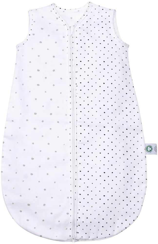Babyschlafsack GOTS zertifiziert aus BIO-Baumwolle von Motherhood - kuscheliger Sommerschlafsack, Größe: 6-18 Monate, Kleckse grau und schwarz Bild 1
