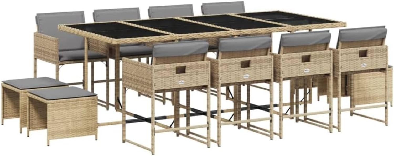 vidaXL 13-tlg. Garten-Essgruppe mit Kissen Beigemischung Poly Rattan 3211344 Bild 1