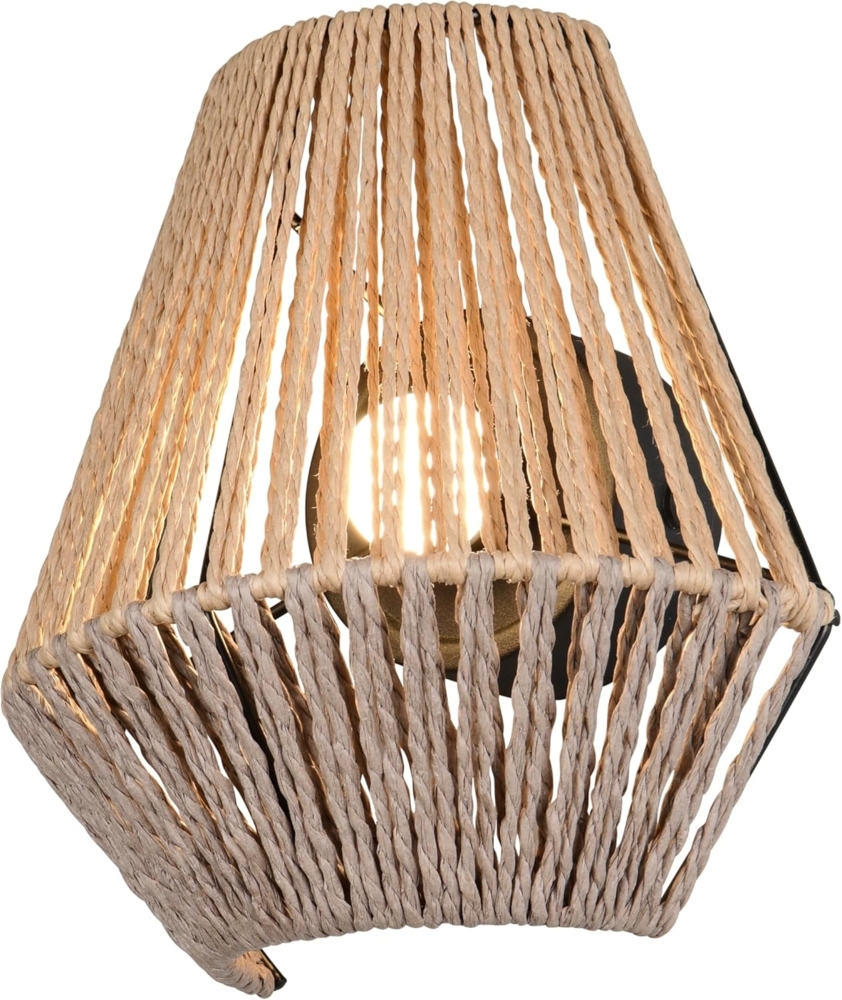Akku Wandleuchte LIRA per USB aufladbar, Lampenschirm aus Papiergarn, Höhe 19cm Bild 1