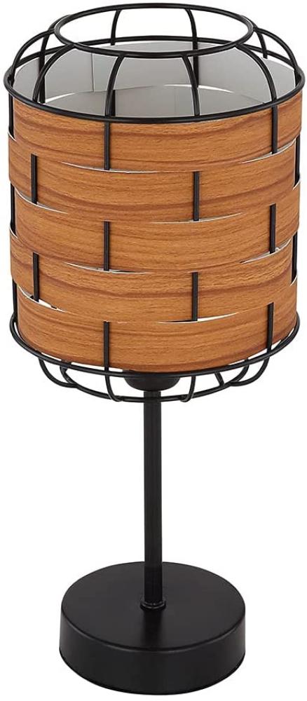 Tischleuchte, Käfig-Design, Holzoptik, braun, H 35cm Bild 1