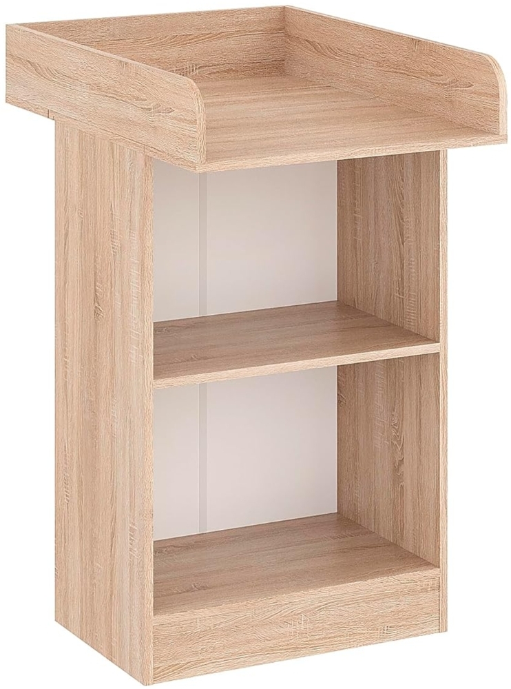 KOMTO Wickelkommode Sonoma Eiche - Wickeltisch Schmal, Baby Kommode mit Wickelaufsatz abnehmbar, Baby Changing Table | Lulliblox M1 Bild 1