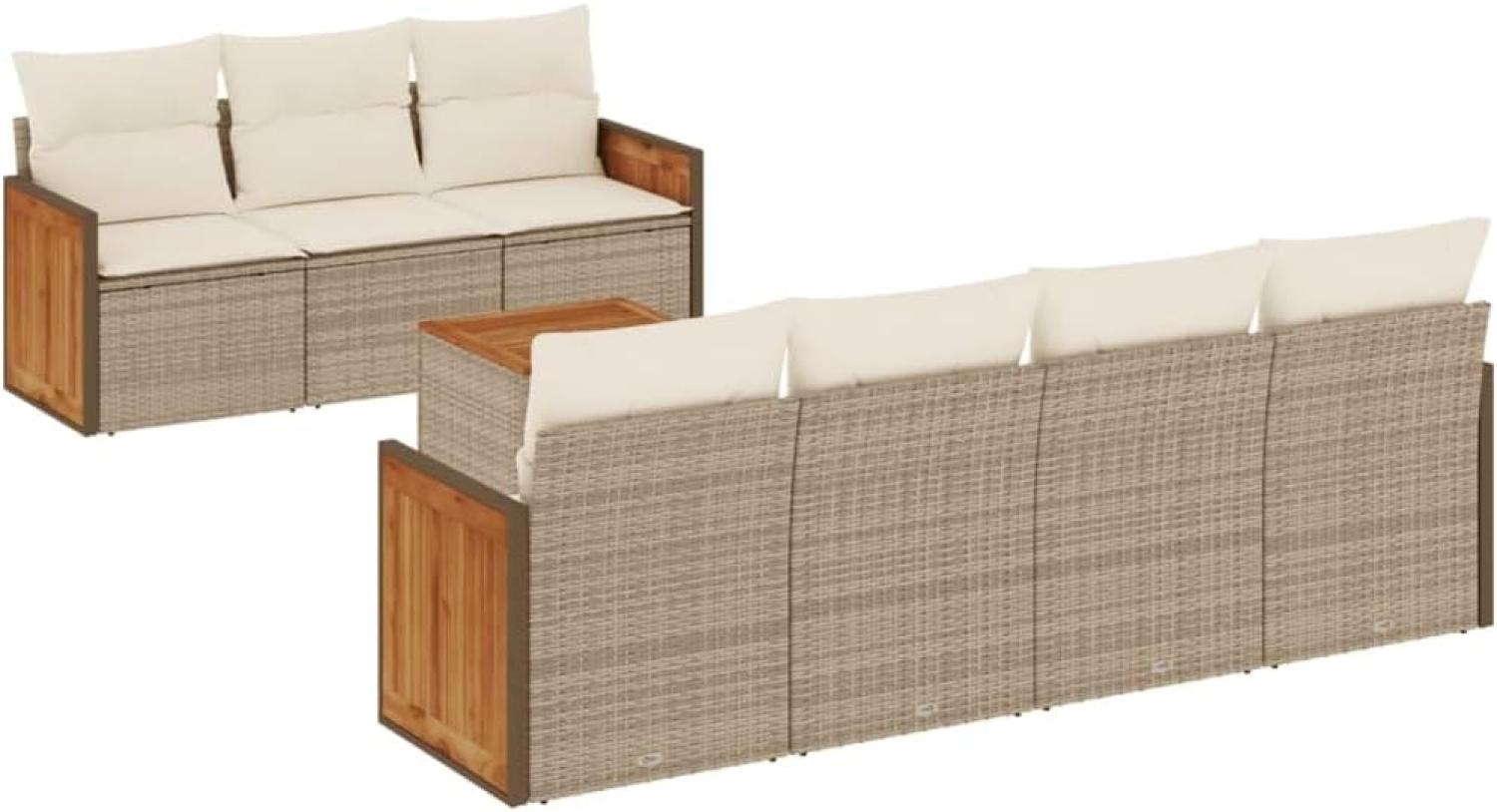 vidaXL 8-tlg. Garten-Sofagarnitur mit Kissen Beige Poly Rattan 3259888 Bild 1