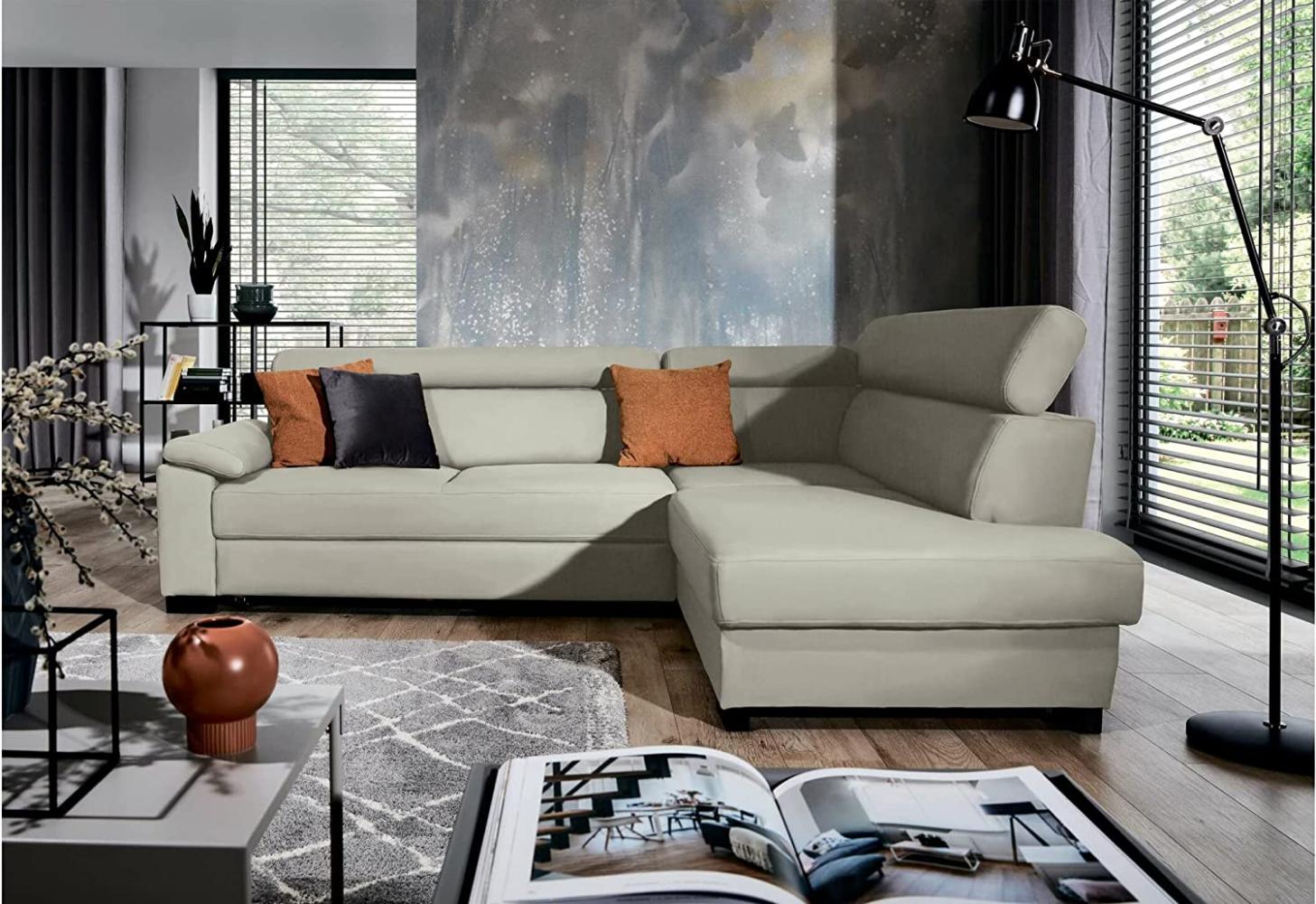 Stylefy Fulda Ecksofa Strukturstoff INARI Beige Rechts Bild 1
