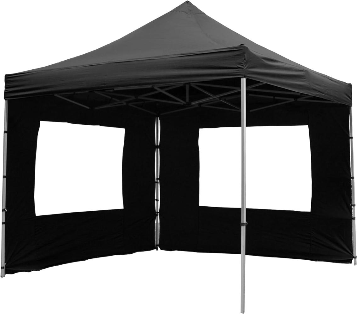 Nexos SM936147_SL Profi Faltpavillon Partyzelt Pavillon 3x3 m mit 4 Seitenteilen - hochwertige Ausführung - wasserdichtes Dach 270 g m² plus Tragetasche - Farbe: schwarz, Polyester Faltpavillon Bild 1