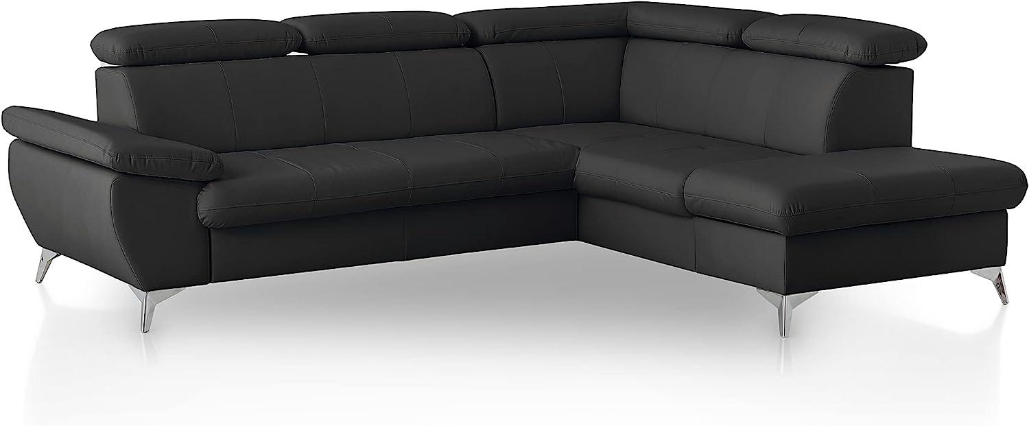 Mivano Ecksofa Gisele / Eckcouch mit Schlaffunktion, Stauraum, Armteilfunktion und Kopfteilverstellung / 256 x 83 x 209 / Kunstleder, Schwarz Bild 1