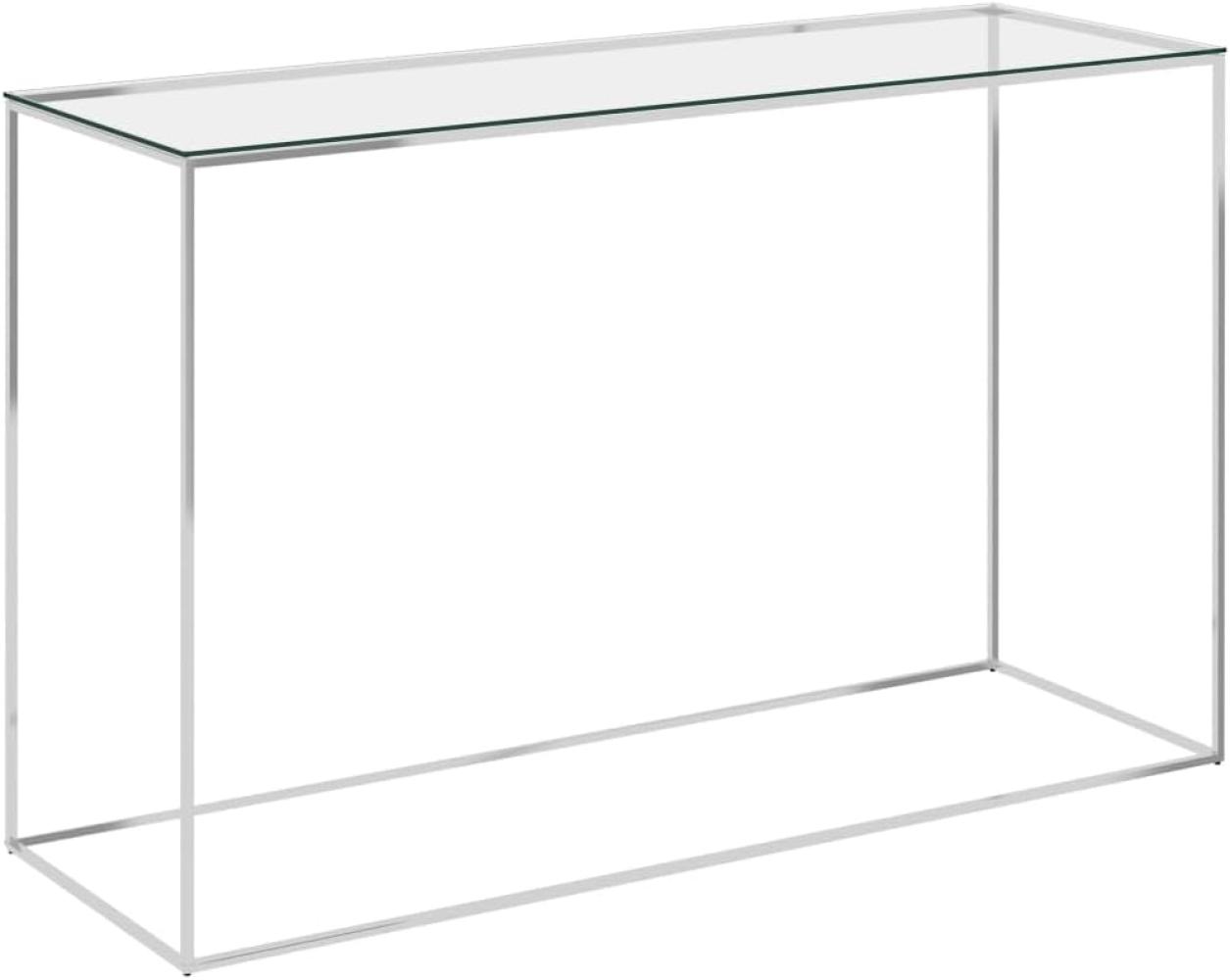 vidaXL Beistelltisch Silbern 120 x 40 x 78 cm Edelstahl und Glas [289035] Bild 1
