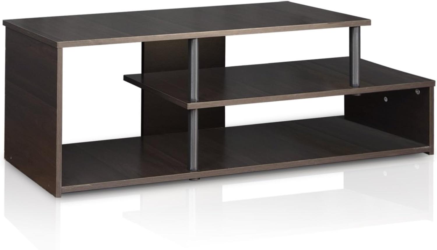 Furinno TV-Regal mit unterschiedlichen Ablageflächen, holz, Espresso/Schwarz, 37.08 x 37.08 x 38.1 cm Bild 1