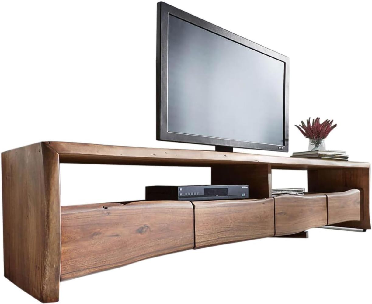 Fernsehtisch Live-Edge Akazie Braun 190 cm 4 Schubkästen Baumkante Lowboard Bild 1