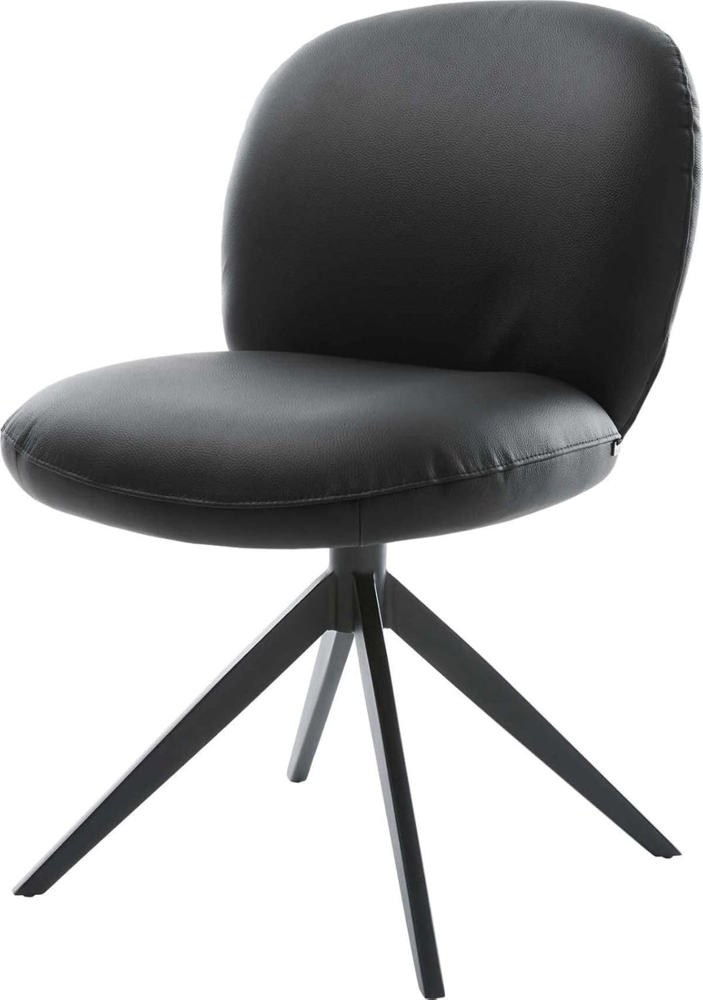 Drehstuhl Nube-Flex Echt-Leder Schwarz Kreuzgestell breit Schwarz 360° drehbar Wippfunktion Taschenfederkern Bild 1