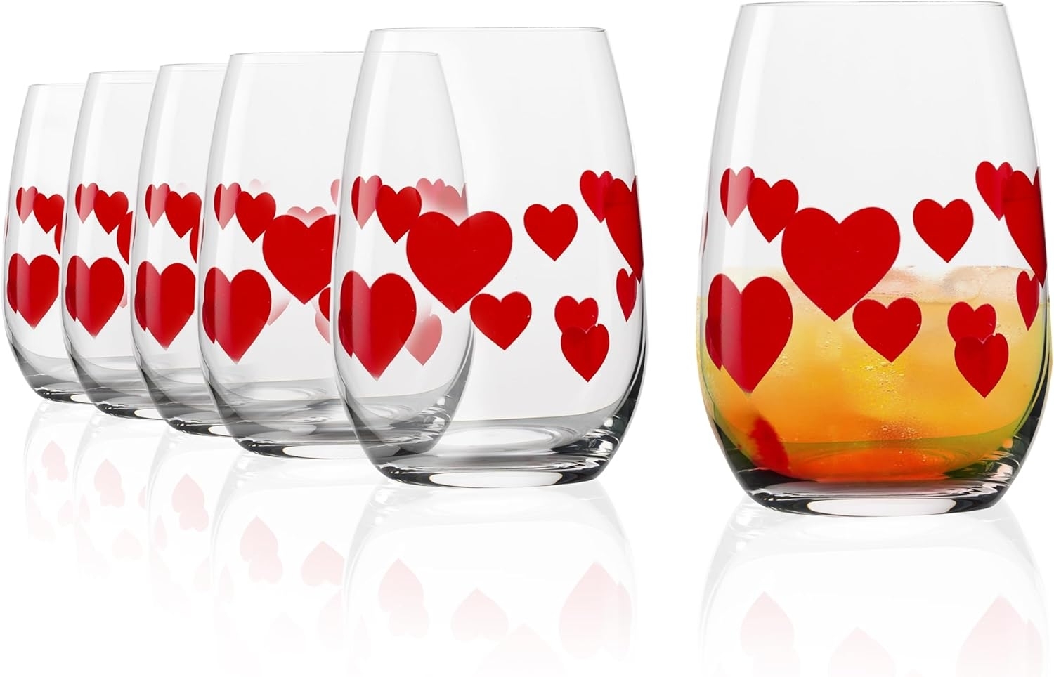 Stölzle Lausitz L'AMOUR Becher mit roten Herzen 335 ml 6er Set Bild 1