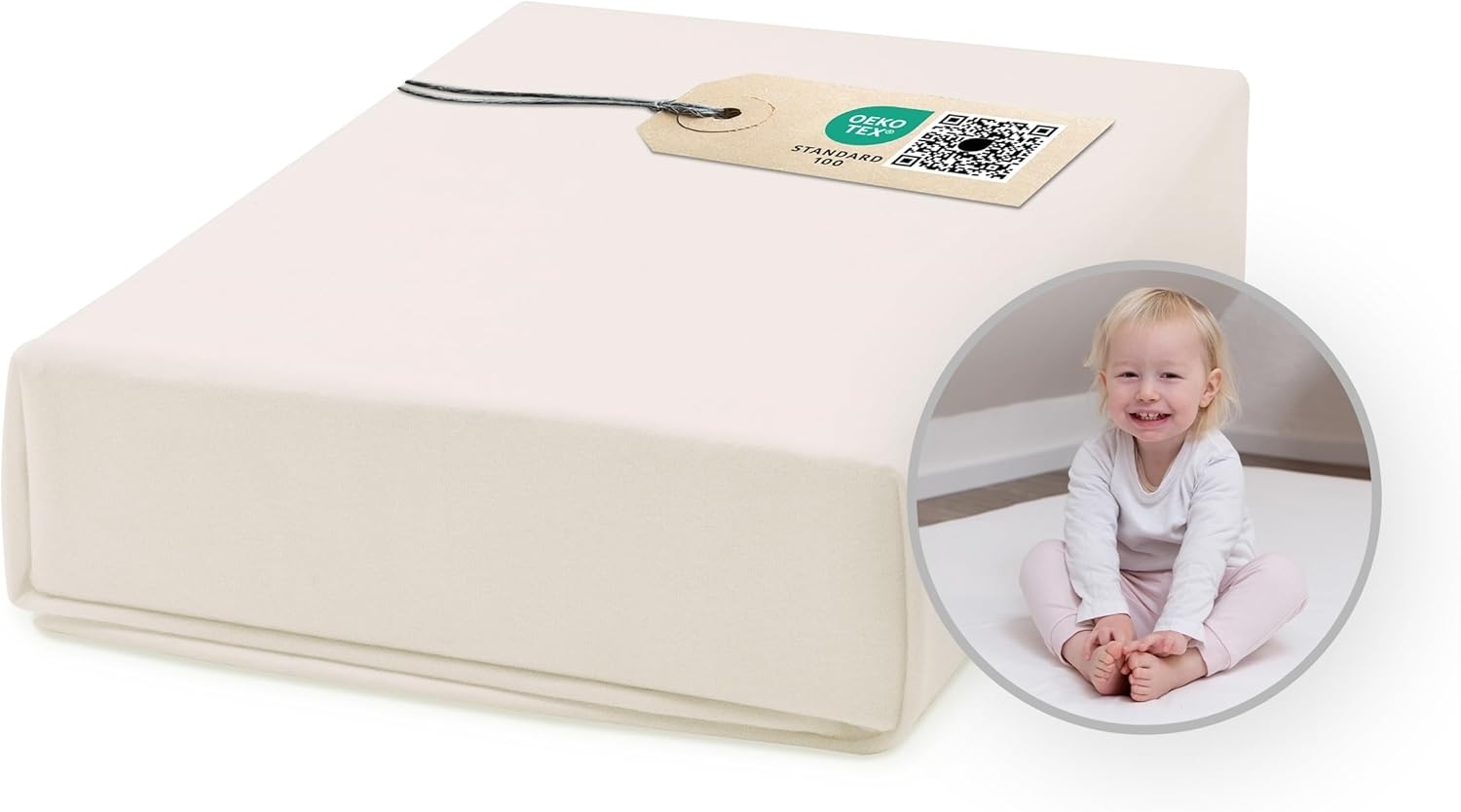 Ehrenkind Spannbettlaken für Babybett & Kinderbett, 100% Bio-Baumwolle, atmungsaktiv, Spannbettlaken 80x160 cm, Bettlaken 80x160 Bild 1