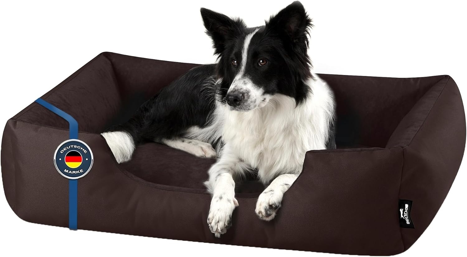 BedDog Hundebett ZARA, Hundekissen mit abziehbaren waschbaren Bezug, Hundekorb, Hundesofa, für kleine, große, mittel-große Hunde (XL) ca. 100x85x23cm, CHOCOLATE (braun) Bild 1