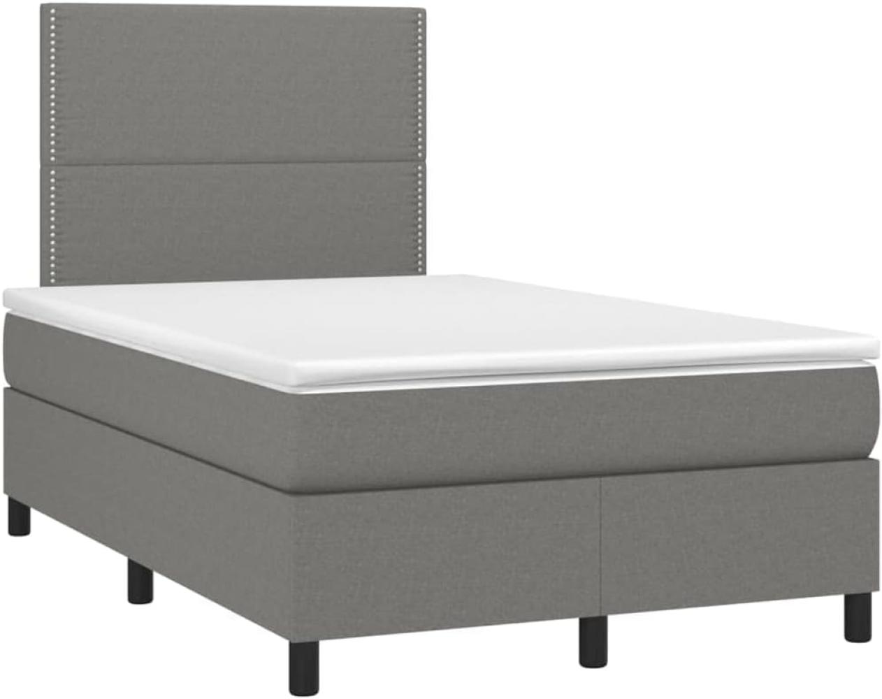 vidaXL Boxspringbett mit Matratze Dunkelgrau 120x200 cm Stoff, Härtegrad: H2 [3141682] Bild 1