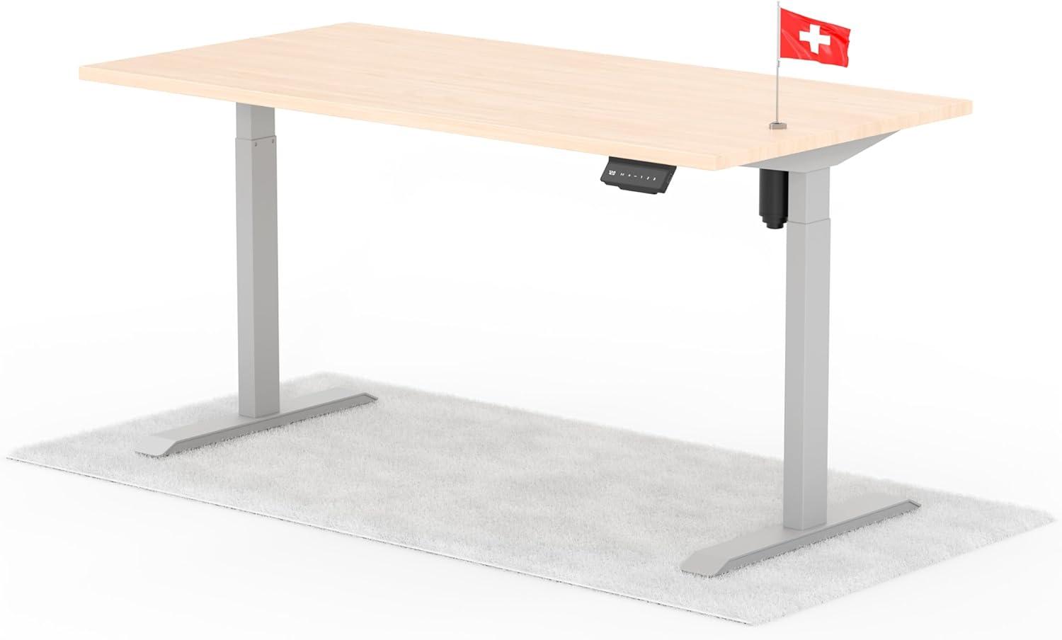 elektrisch höhenverstellbarer Schreibtisch ECO 160 x 80 cm - Gestell Grau, Platte Eiche Bild 1