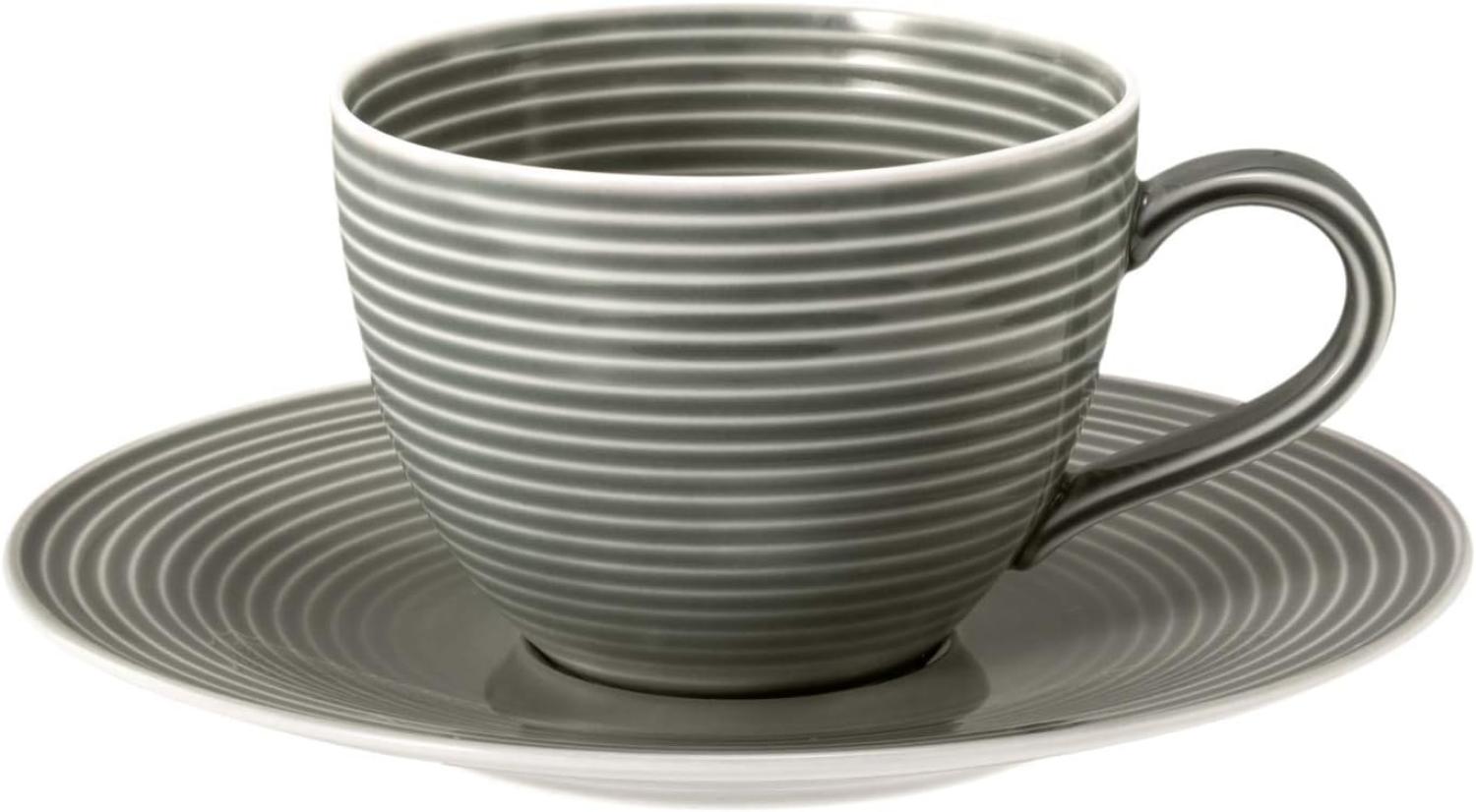 Kaffeetasse 2-tlg. mit Relief - Seltmann Weiden Beat Perlgrau Bild 1