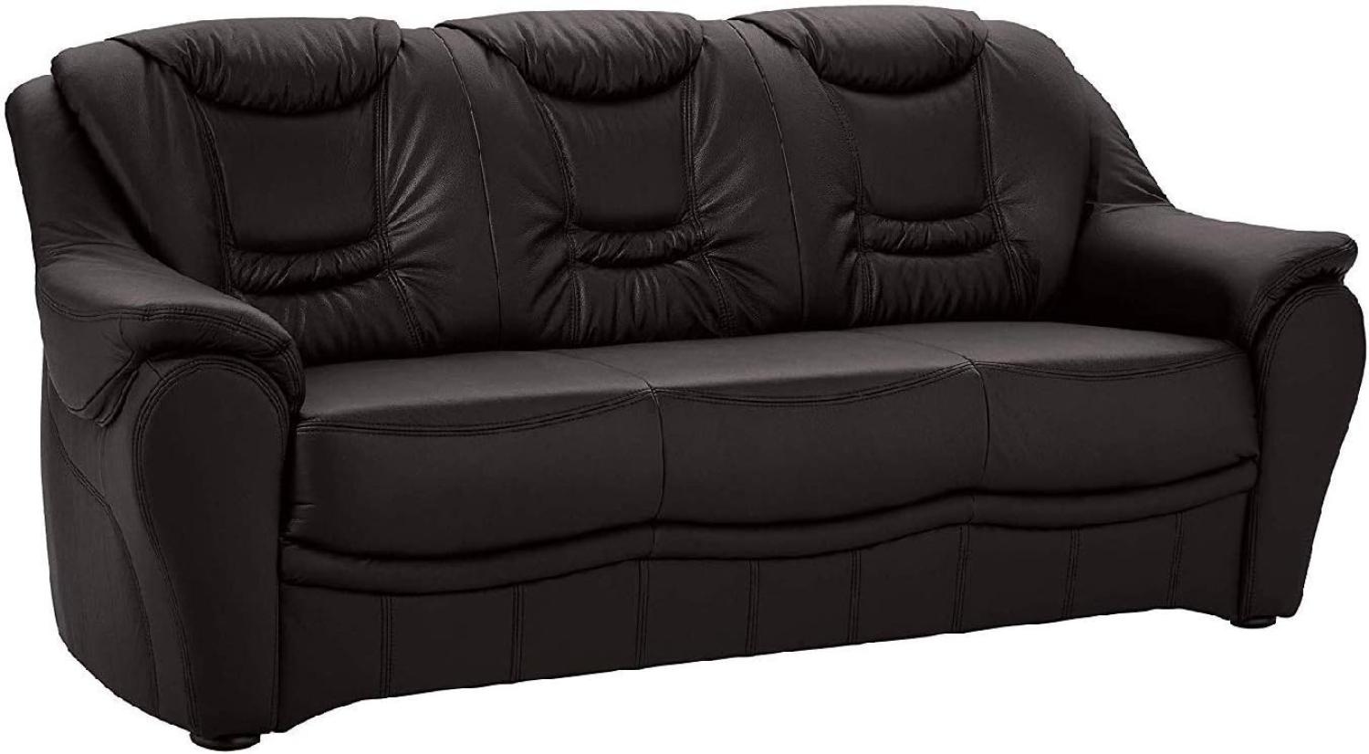 Cavadore 3er Ledersofa Bansa 3-sitziges Sofa in Leder, Echtleder, schwarz, 198 x 94 x 95 cm Bild 1