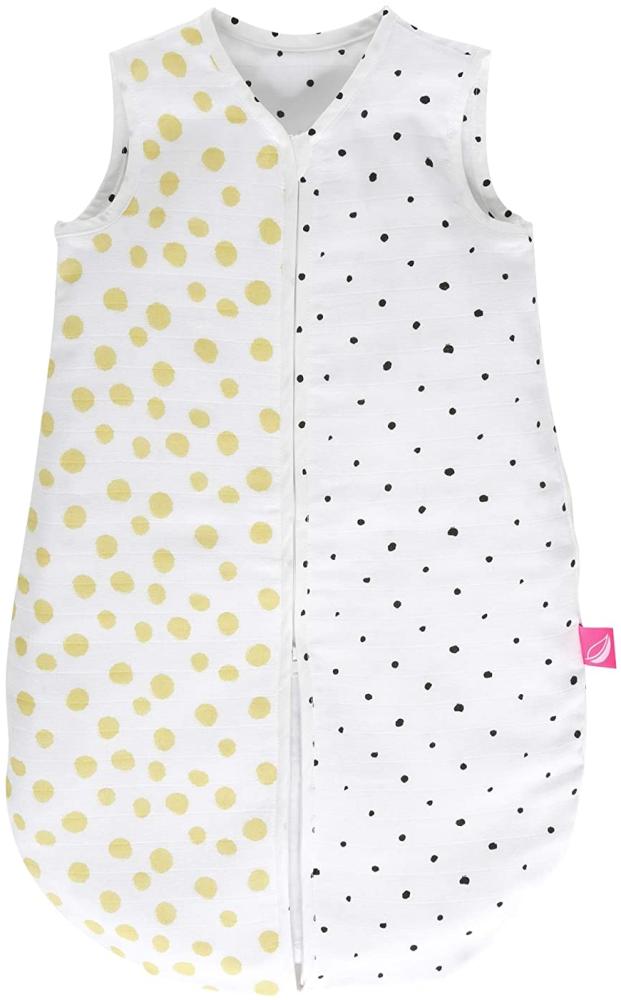 Babyschlafsack Sommer aus Baumwollmusselin von Motherhood - kuscheliger Babyschlafsack Öko Tex Standard, Klasse 1, Größe: 0-6 Monate, Kleckse gelb Bild 1