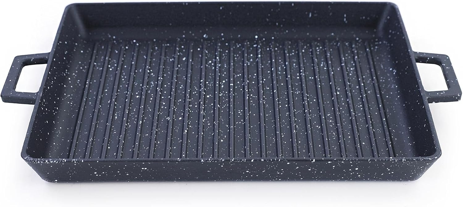BBQ Grill Pfanne Schale Platte Gusseisen Antihaftbeschichtet 40x25cm Bild 1