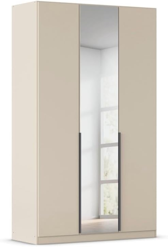 Rauch Möbel Alabama, Kleiderschrank, Garderobenschrank, 3-türig, Spiegel, Zubehör Basic, 2 Kleiderstangen, 4 Einlegeböden, Farbe Beige, Griff Grau metallic, 136 x 229 x 54 cm Bild 1