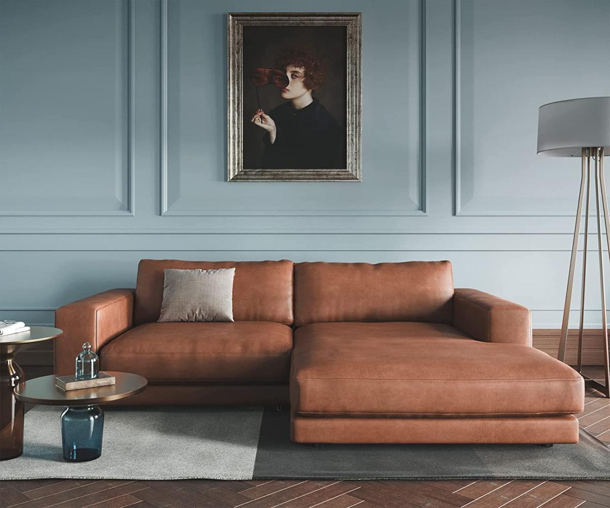 Ecksofa Cubico 250x190 Echtleder Braun Recamiere rechts Bild 1