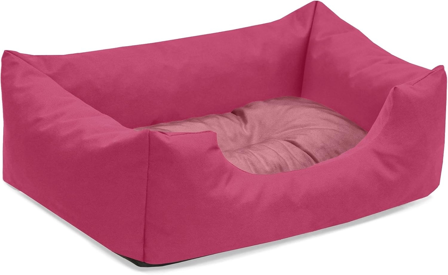 BedDog Hundebett MIMI, Hundesofa aus Cordura, Microfaser-Velours, waschbares Hundebett vier-eckig mit Rand, Hundekissen (S) ca. 55x40x17cm, PINK (pink/rose) Bild 1