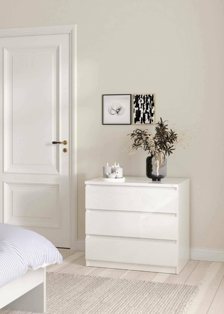 Dmora - Kommode Aglae, Mehrzweckkommode, Schlafzimmerkommode, Schrank mit Schubladen, 77x50 h70 cm, Wei? Bild 1