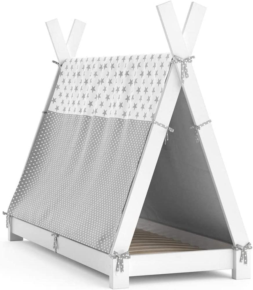 Vitalispa Kinderbett Hausbett Tipi + Überwurf 70x140 cm Indianerzelt Indianerbett Bild 1