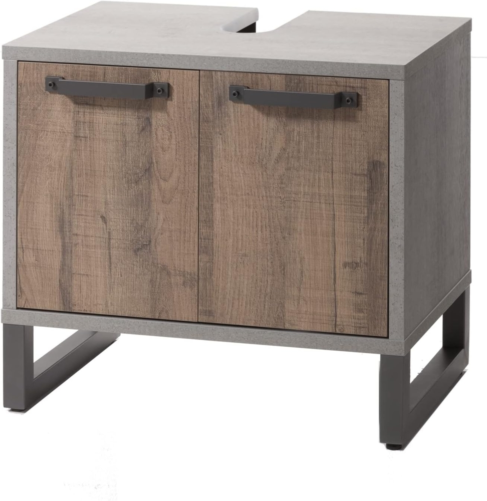 Composad | Waschbeckenunterschrank der Linie LAFABRICA mit 2 Türen, Waschbeckenunterschrank, Badschrank, Unterschrank, (BxHxT) 69,90 x 62,80 x 45 cm, Farbe Eiche und Beton, hergestellt in Italien Bild 1