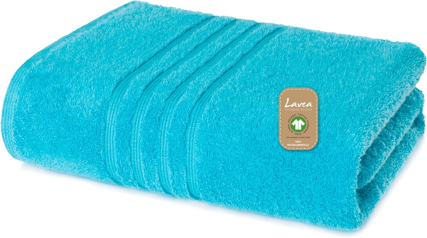Lavea Badetuch Bali Duschtuch 100x150 cm Duschtuch 70x140 cm, Weiches Bio-Baumwollfrottee (1-St), pflegeleicht, GOTS-zertifiziert, extra saugstark mit 500g/m² Bild 1